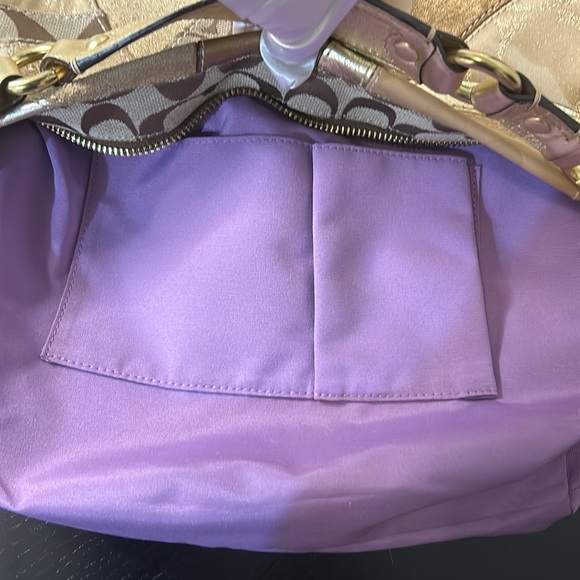 Coach Carly Patchwork Gold Shoulder Bag EUC - Picture 11 of 14